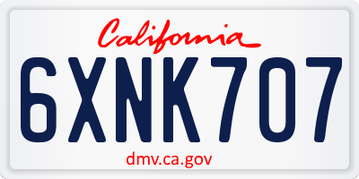 CA license plate 6XNK707