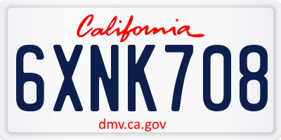 CA license plate 6XNK708