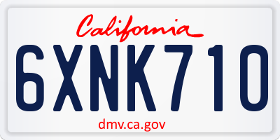 CA license plate 6XNK710