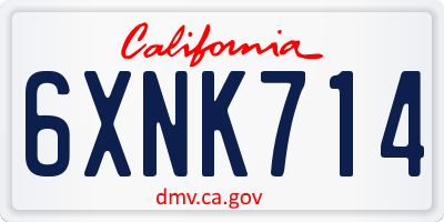CA license plate 6XNK714
