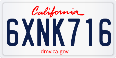 CA license plate 6XNK716
