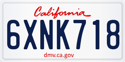 CA license plate 6XNK718
