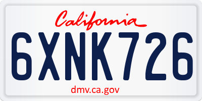 CA license plate 6XNK726