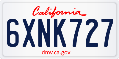 CA license plate 6XNK727