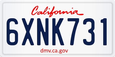 CA license plate 6XNK731