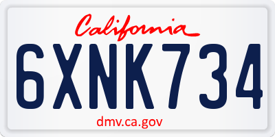 CA license plate 6XNK734