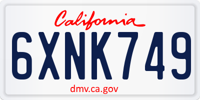 CA license plate 6XNK749
