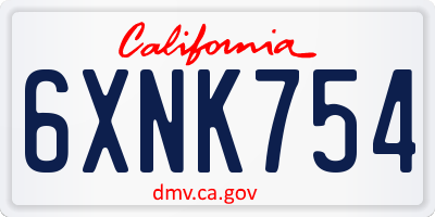 CA license plate 6XNK754