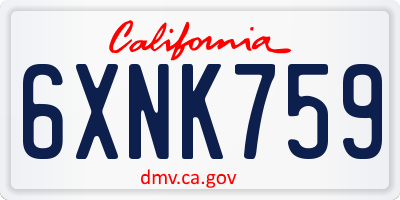 CA license plate 6XNK759