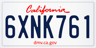 CA license plate 6XNK761