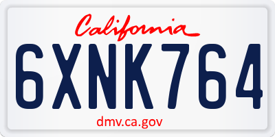 CA license plate 6XNK764