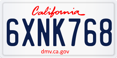 CA license plate 6XNK768