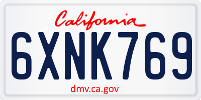 CA license plate 6XNK769