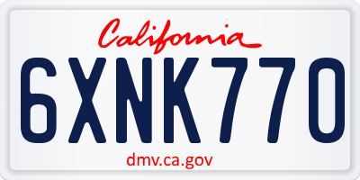 CA license plate 6XNK770