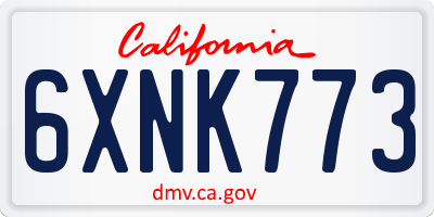 CA license plate 6XNK773