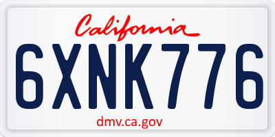 CA license plate 6XNK776