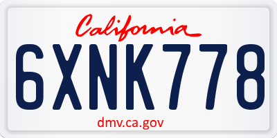 CA license plate 6XNK778