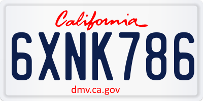 CA license plate 6XNK786