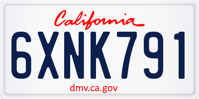 CA license plate 6XNK791