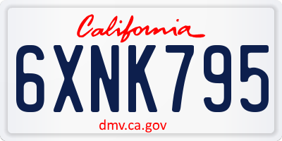 CA license plate 6XNK795