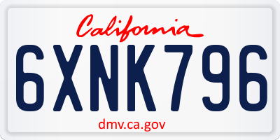 CA license plate 6XNK796
