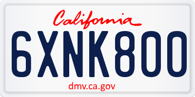 CA license plate 6XNK800