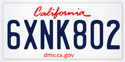 CA license plate 6XNK802