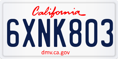 CA license plate 6XNK803