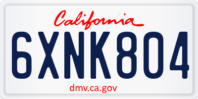 CA license plate 6XNK804