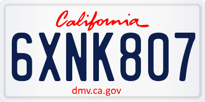 CA license plate 6XNK807