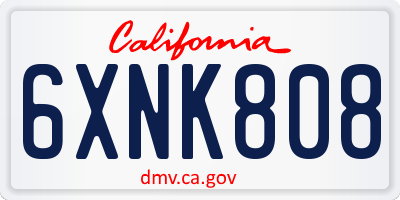 CA license plate 6XNK808