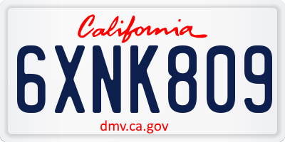 CA license plate 6XNK809