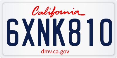 CA license plate 6XNK810