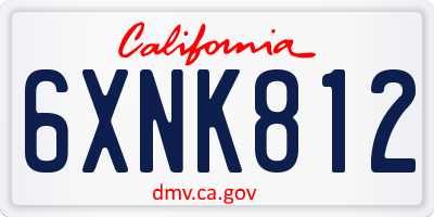 CA license plate 6XNK812