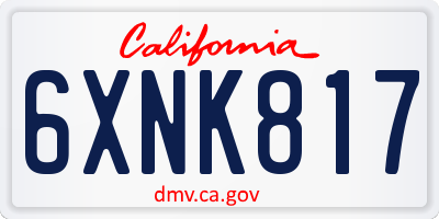 CA license plate 6XNK817