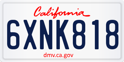 CA license plate 6XNK818