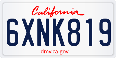 CA license plate 6XNK819