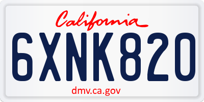CA license plate 6XNK820