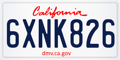 CA license plate 6XNK826