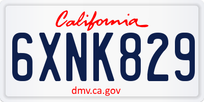 CA license plate 6XNK829