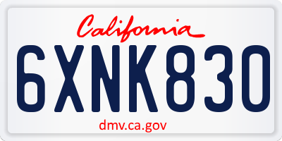 CA license plate 6XNK830
