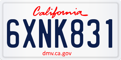 CA license plate 6XNK831