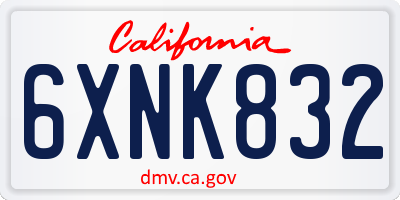 CA license plate 6XNK832