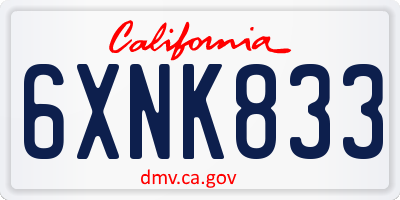 CA license plate 6XNK833