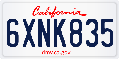 CA license plate 6XNK835