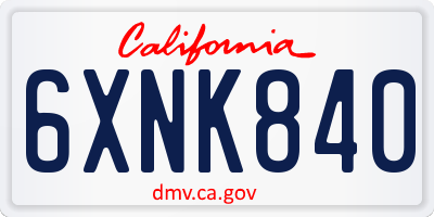 CA license plate 6XNK840