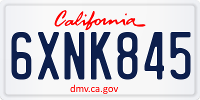 CA license plate 6XNK845