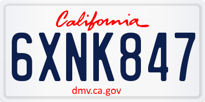 CA license plate 6XNK847