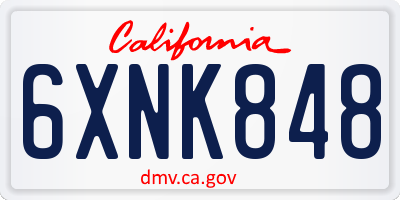 CA license plate 6XNK848