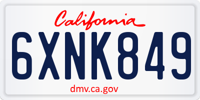 CA license plate 6XNK849